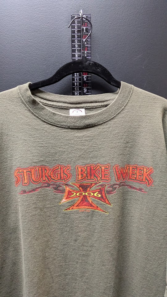 2006 Sturgis Bike Week T-Shirt Men's 2XL Olive Green 66th Annual Biker Graphic Tee