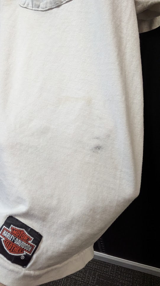 Vintage RK Stratman Harley-Davidson F&S Dayton Ohio Pocket T-Shirt Single Stitch White Men's XL