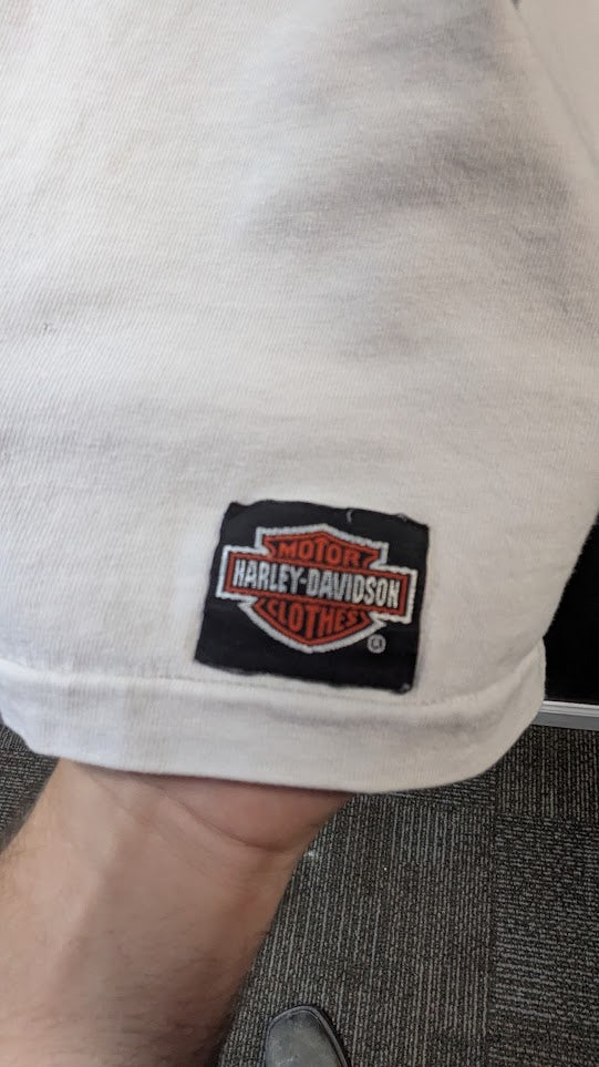 Vintage RK Stratman Harley-Davidson F&S Dayton Ohio Pocket T-Shirt Single Stitch White Men's XL