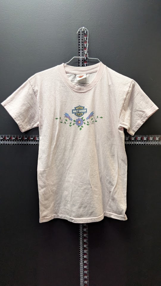 2006 Harley-Davidson Sturgis Butterfly Floral Youth Pink Graphic T-Shirt Large (14-16)