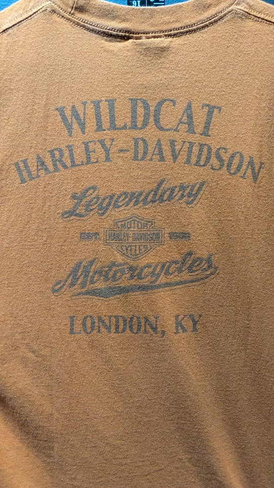 Harley-Davidson Wildcat London KY Brown Graphic T-Shirt Men's Large