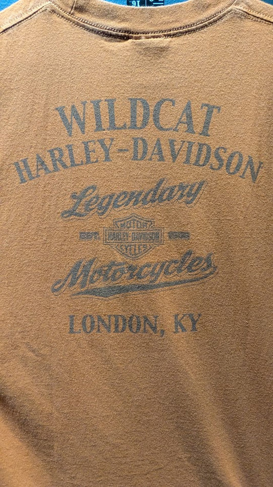 Harley-Davidson Wildcat London KY Brown Graphic T-Shirt Men's Large