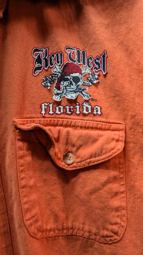 Key West Florida "Ride It Like You Stole It" Sleeveless Biker Button-Up Shirt – Men's Medium