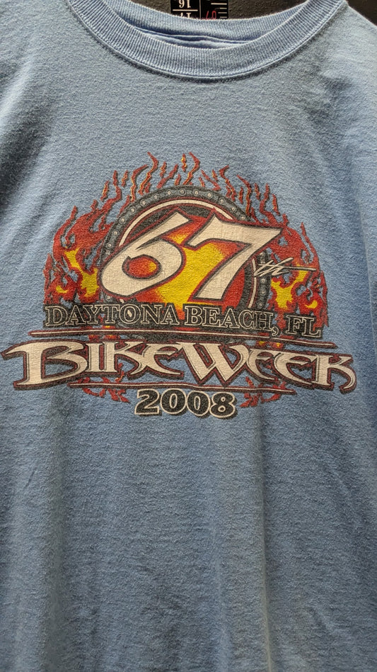 2008 Daytona Bike Week 67th Anniversary T-Shirt – Blue – Anvil – Size Small