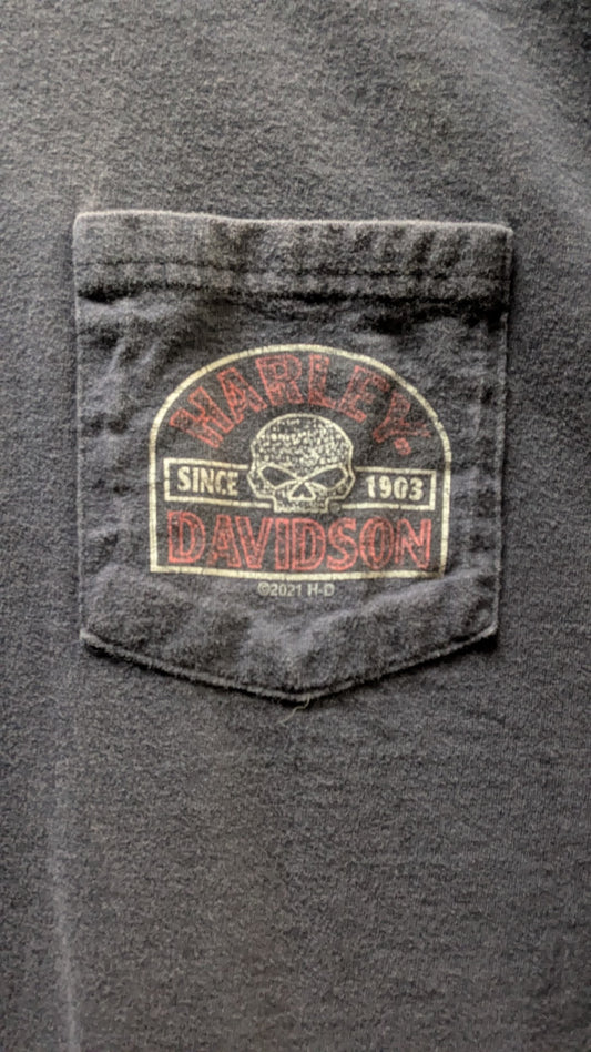 Harley-Davidson Wildcat Lexington, KY Pocket T-Shirt – Navy Blue – Made in USA