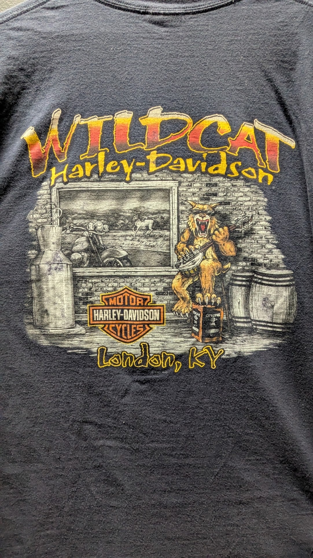 Harley-Davidson Wildcat Lexington, KY Pocket T-Shirt – Navy Blue – Made in USA