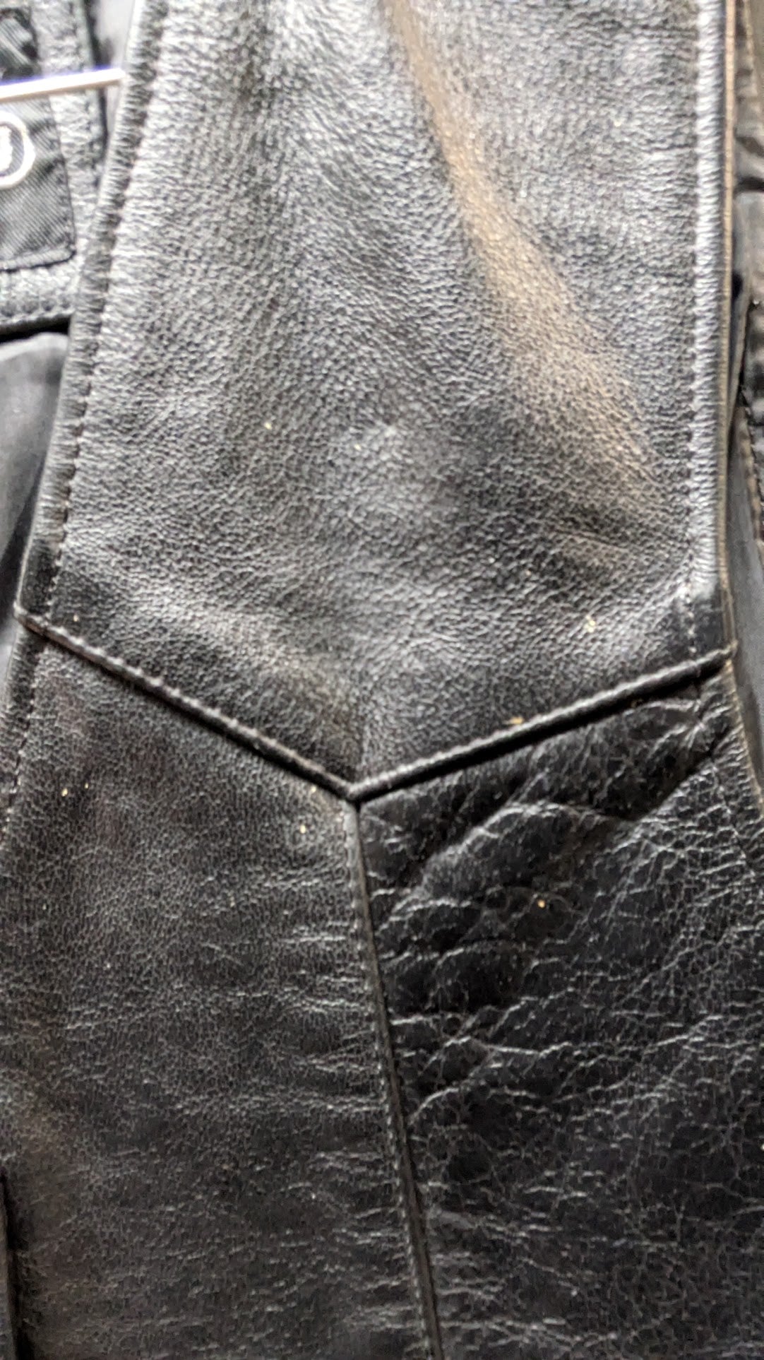 Leather Gallery Black Leather Motorcycle Vest – Size 44 – Lace Side – Patched Biker Vest