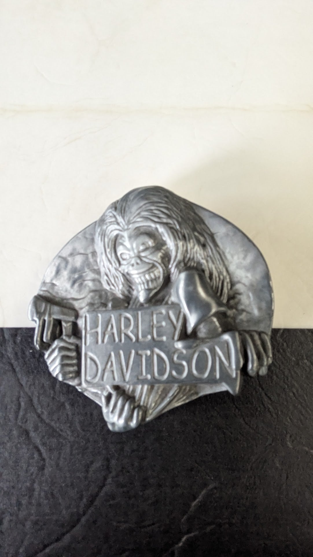 Vintage Harley-Davidson Troll Pewter Belt Buckle – Grim Reaper Style Biker Buckle
