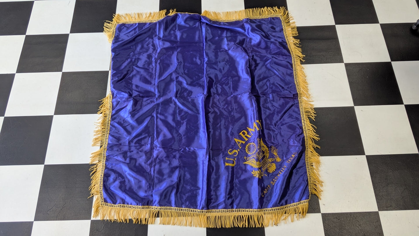 Vintage U.S. Army Camp Barkeley, Texas Ceremonial Satin Banner with Gold Fringe