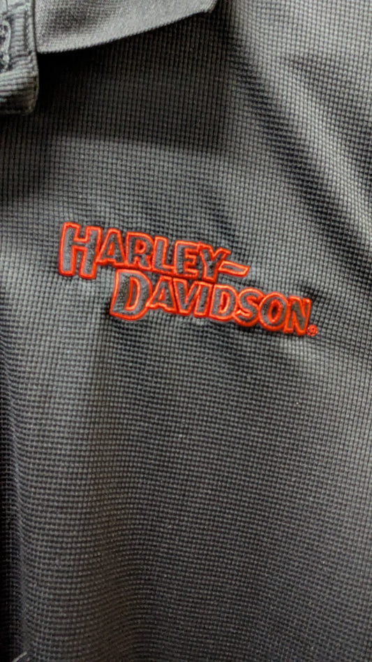 Harley-Davidson Bayside Portsmouth VA Polo Shirt Black Orange Men's Size L