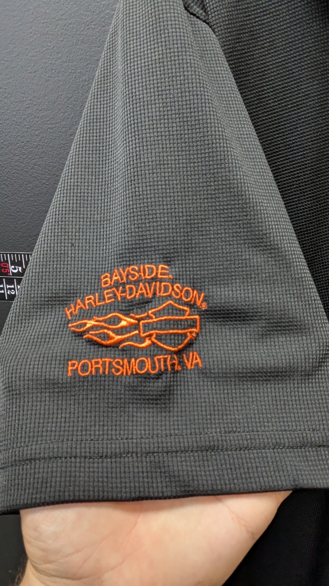 Harley-Davidson Bayside Portsmouth VA Polo Shirt Black Orange Men's Size L