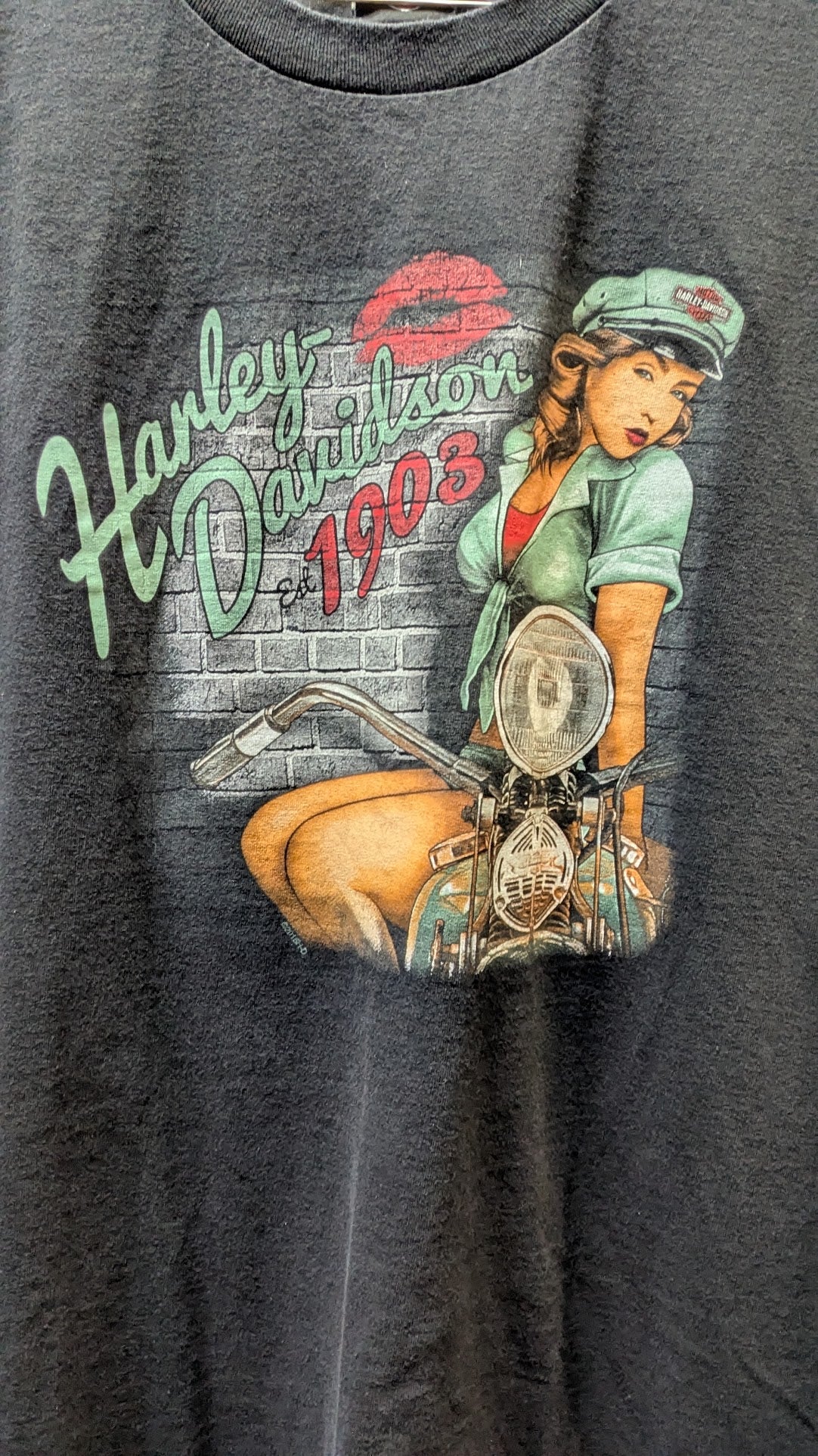 Vintage Harley-Davidson Calgary Canada 1903 Pinup Cut Off Tank Top 2XL Black