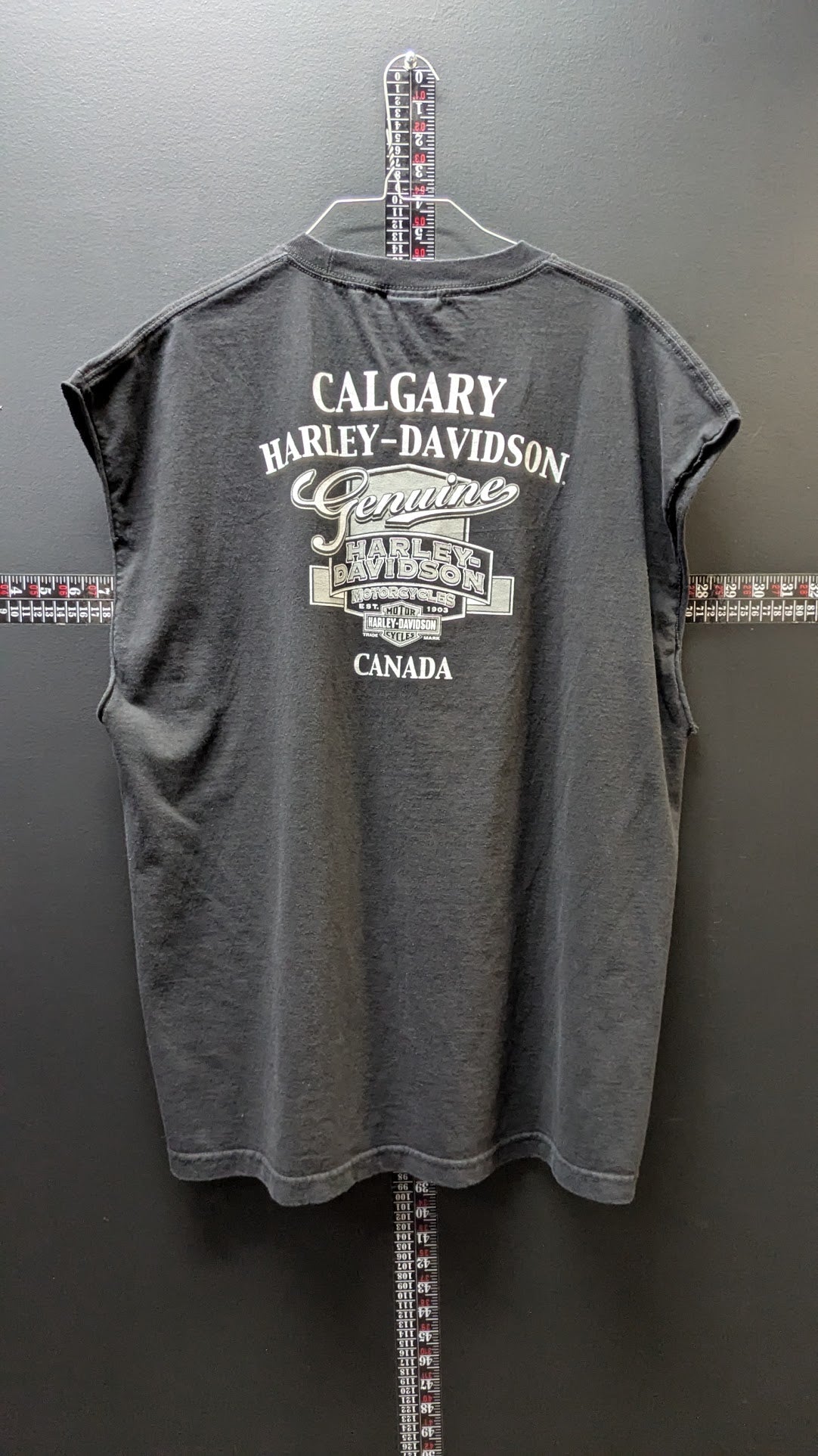 Vintage Harley-Davidson Calgary Canada 1903 Pinup Cut Off Tank Top 2XL Black