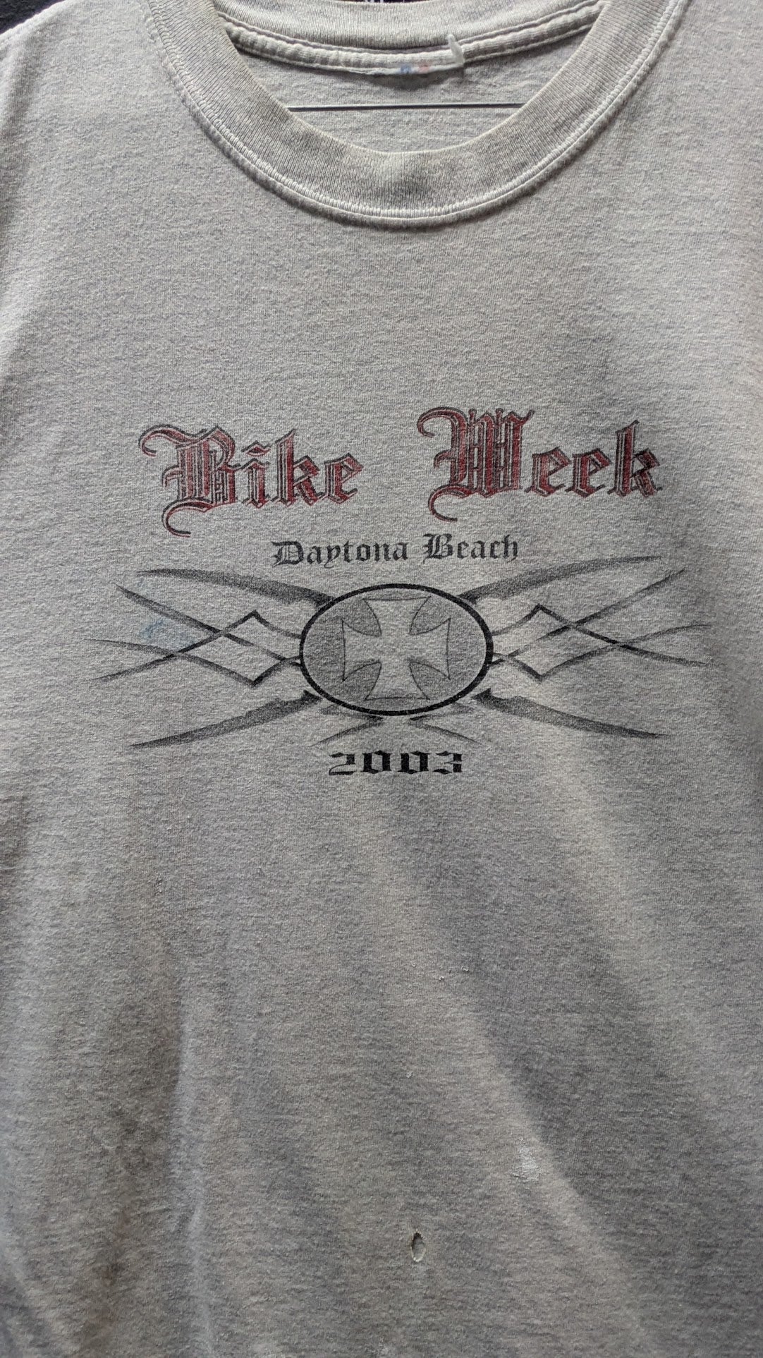 Vintage 2003 Daytona Beach Bike Week T-Shirt Motorcycle Biker Y2K Gray L