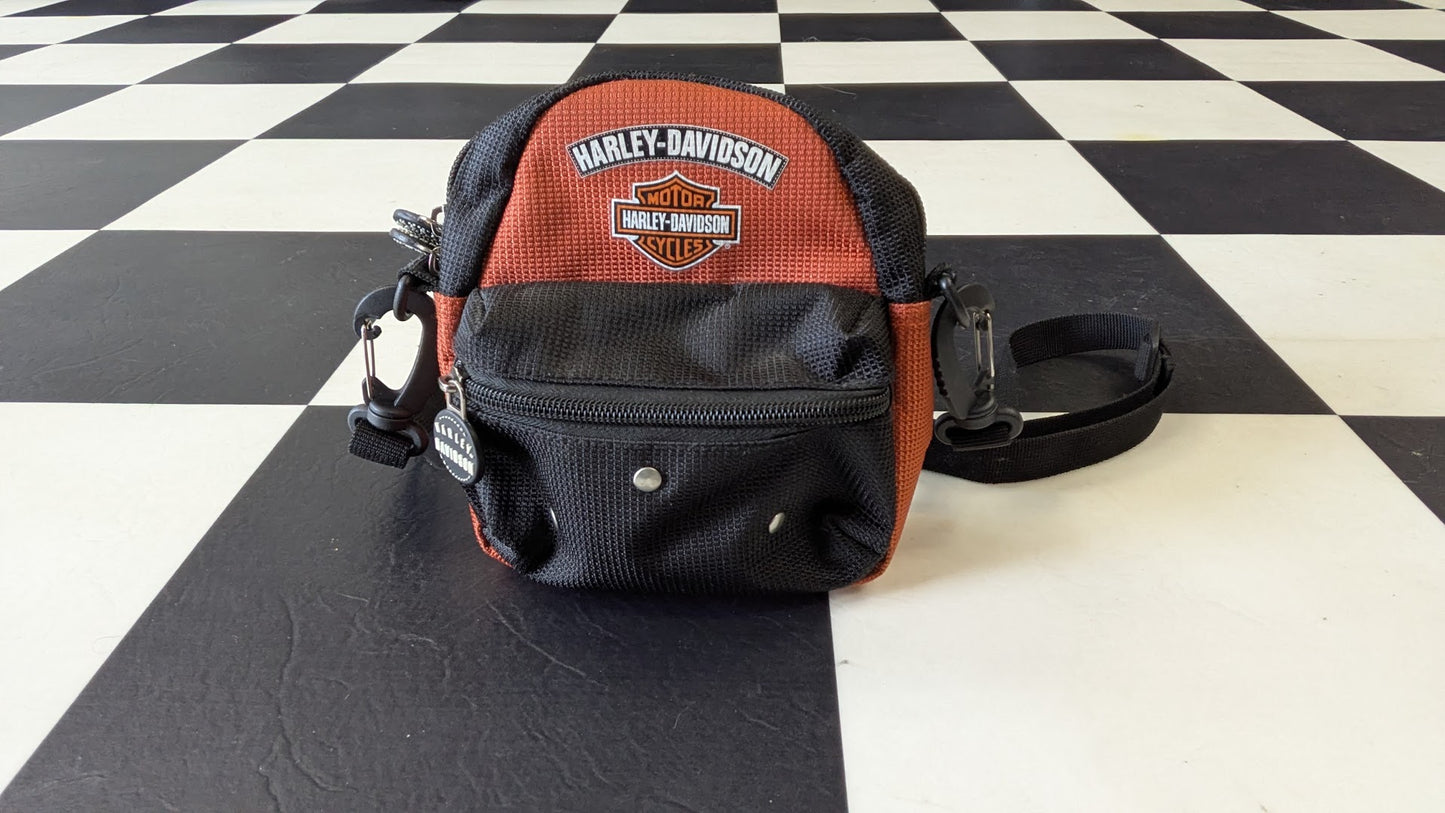 Vintage Harley-Davidson Mini Backpack Black Orange Motorcycle Bag Small