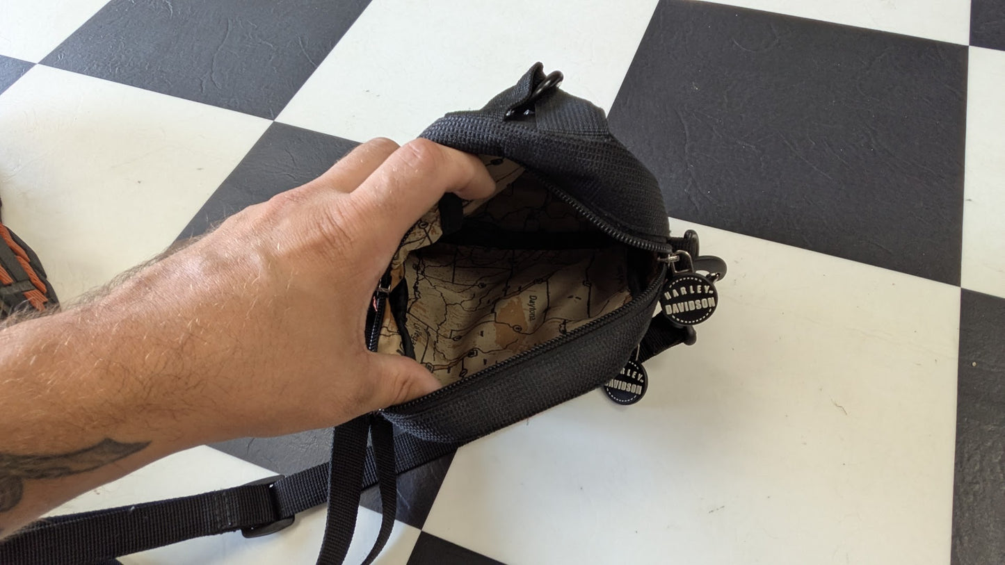Vintage Harley-Davidson Mini Backpack Black Orange Motorcycle Bag Small
