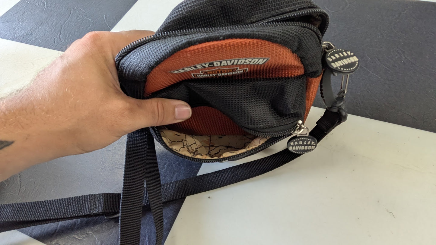 Vintage Harley-Davidson Mini Backpack Black Orange Motorcycle Bag Small