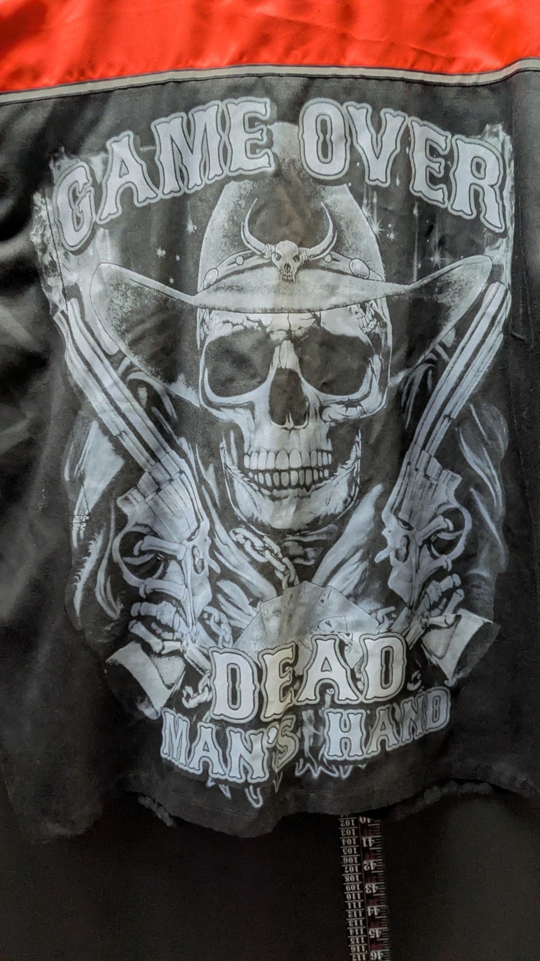 Biker Angel Apparel Game Over Dead Man's Hand Skull Button-Up Shirt 2XL