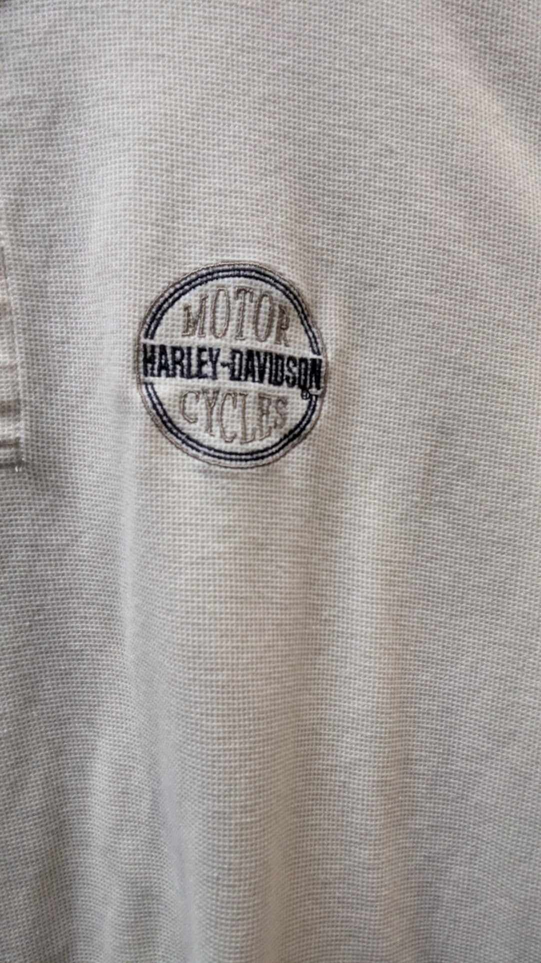 Harley Davidson Lakeland Florida Waffle Knit Henley Shirt Cream Short Sleeve Mens