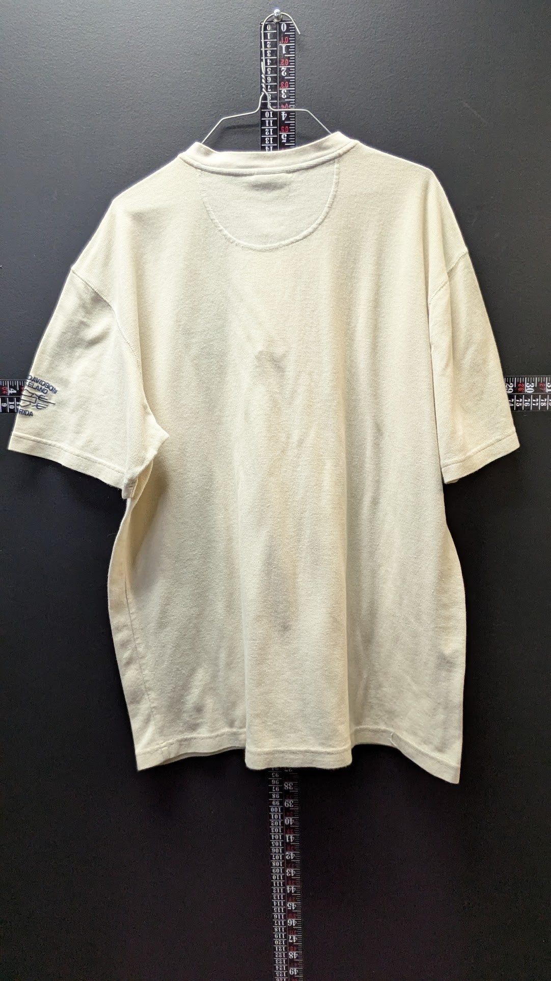 Harley Davidson Lakeland Florida Waffle Knit Henley Shirt Cream Short Sleeve Mens