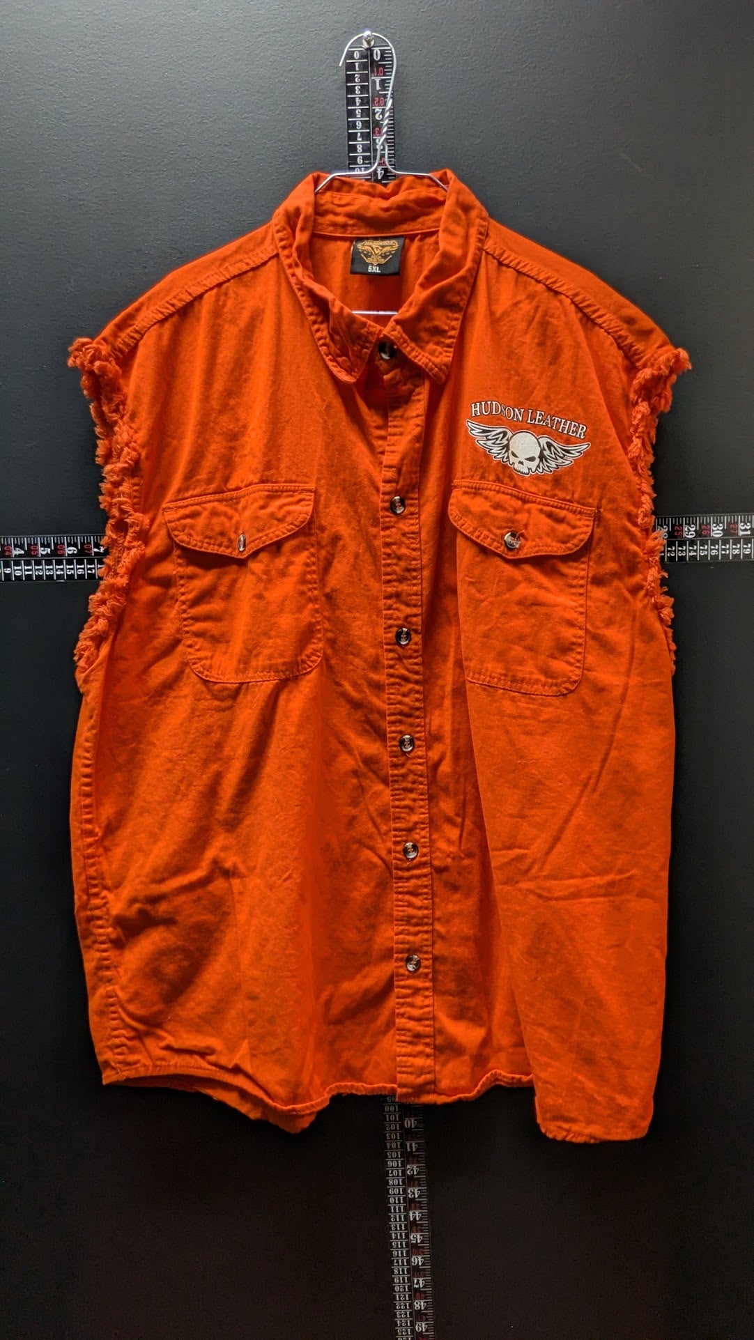 Hudson Leather Orange 5XL Motorcycle Shirt Jacket Eagle Biker Pioneer Ohio