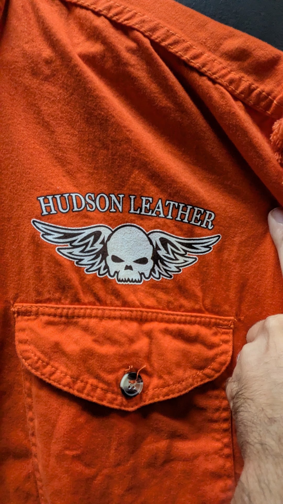 Hudson Leather Orange 5XL Motorcycle Shirt Jacket Eagle Biker Pioneer Ohio