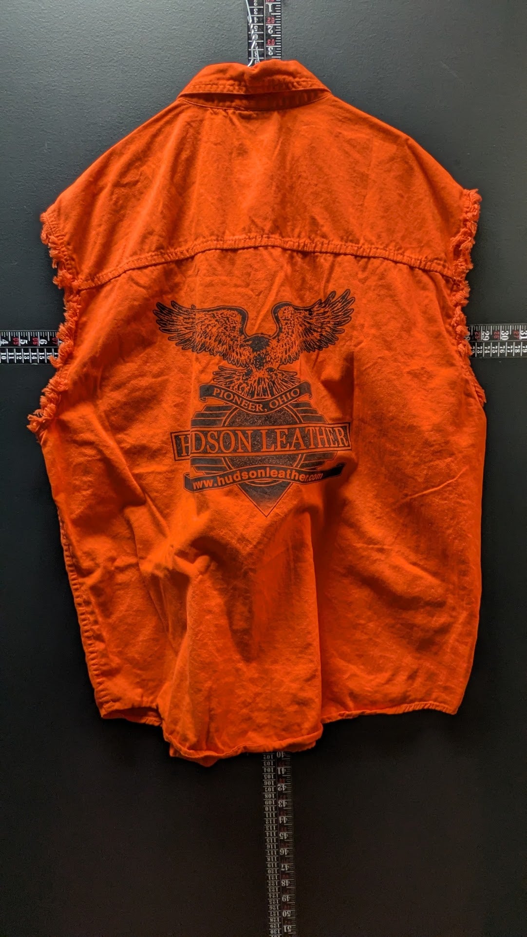 Hudson Leather Orange 5XL Motorcycle Shirt Jacket Eagle Biker Pioneer Ohio