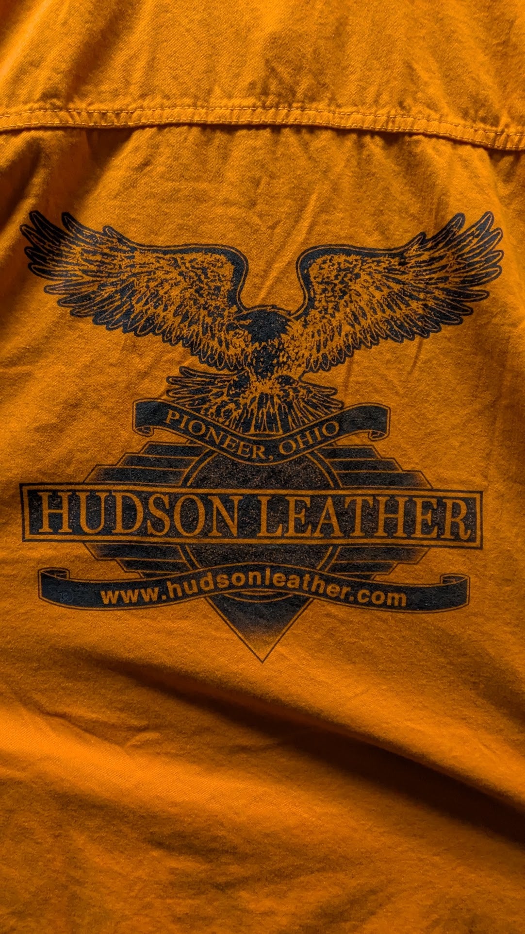 Hudson Leather Orange 5XL Motorcycle Shirt Jacket Eagle Biker Pioneer Ohio