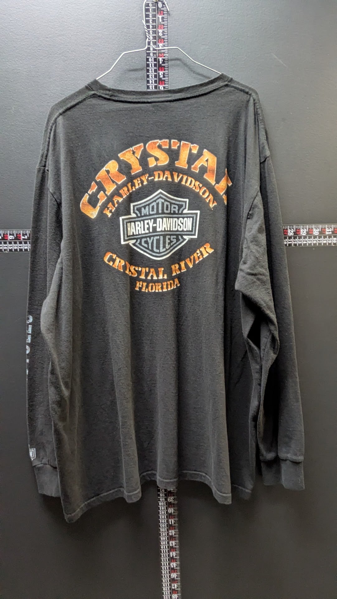 Harley-Davidson Crystal River FL Long Sleeve T Shirt Black Distressed Motorcycles