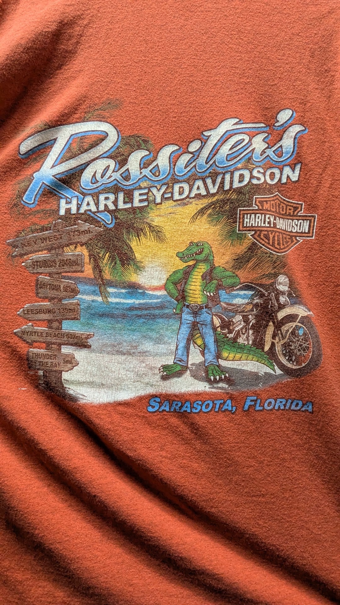 2016 Harley-Davidson Sarasota Florida Orange Graphic T-Shirt RK Stratman