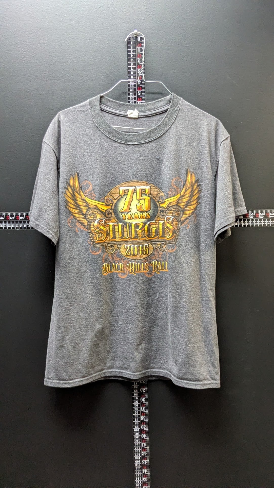 2015 Sturgis 75th Anniversary Black Hills Rally T Shirt Gray Motorcycle Tee Medium