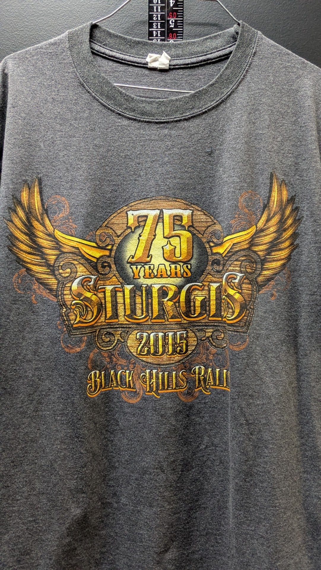 2015 Sturgis 75th Anniversary Black Hills Rally T Shirt Gray Motorcycle Tee Medium