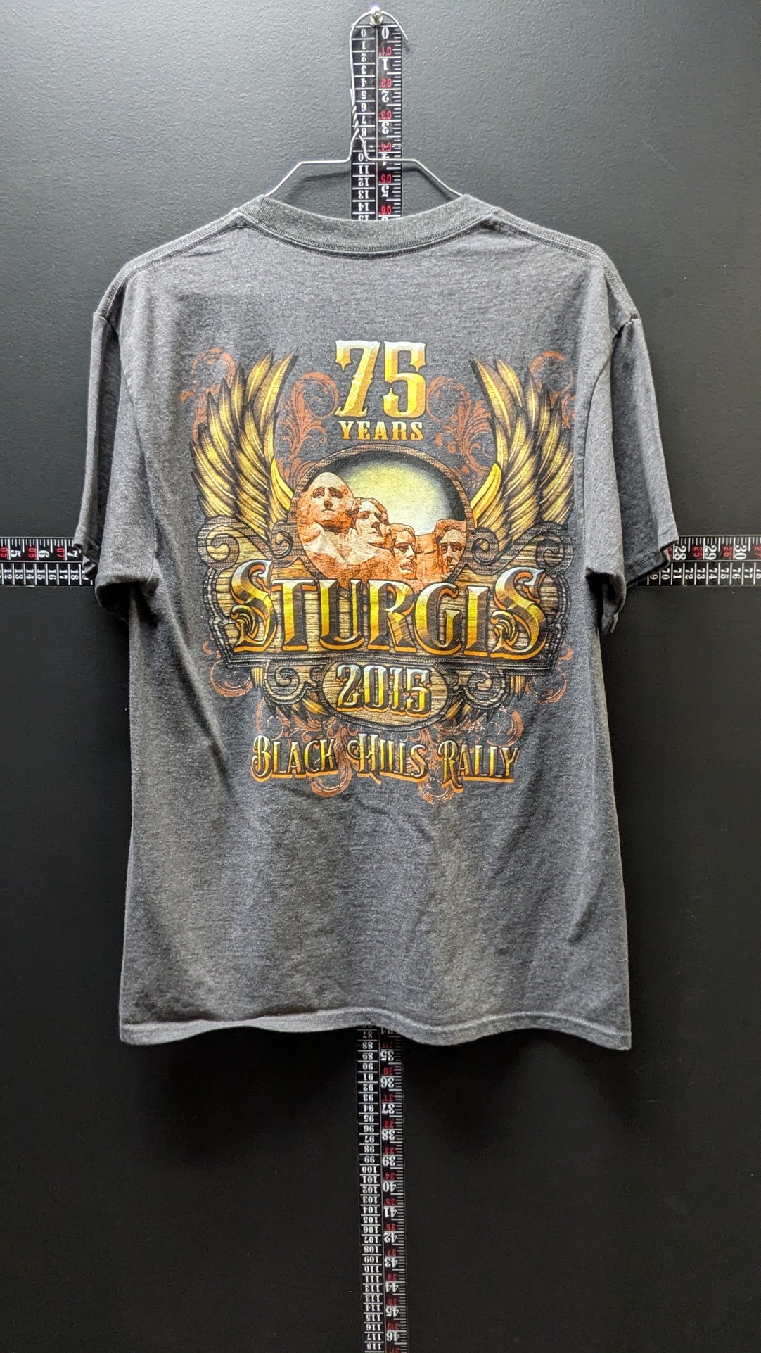 2015 Sturgis 75th Anniversary Black Hills Rally T Shirt Gray Motorcycle Tee Medium