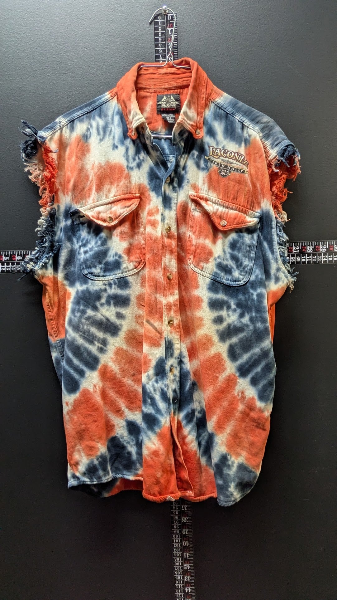Laconia Bike Week 90th Anniversary 2013 Biker Design Tie Dye Sleeveless Shirt Men’s L