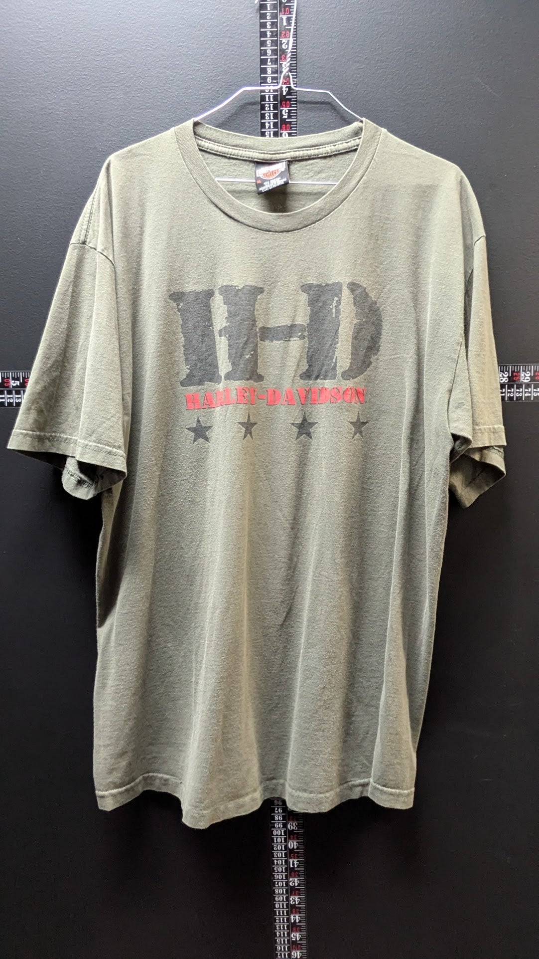 Vintage 2002 Harley-Davidson HD Stars T-Shirt Men’s XL Olive Green USA Graphic