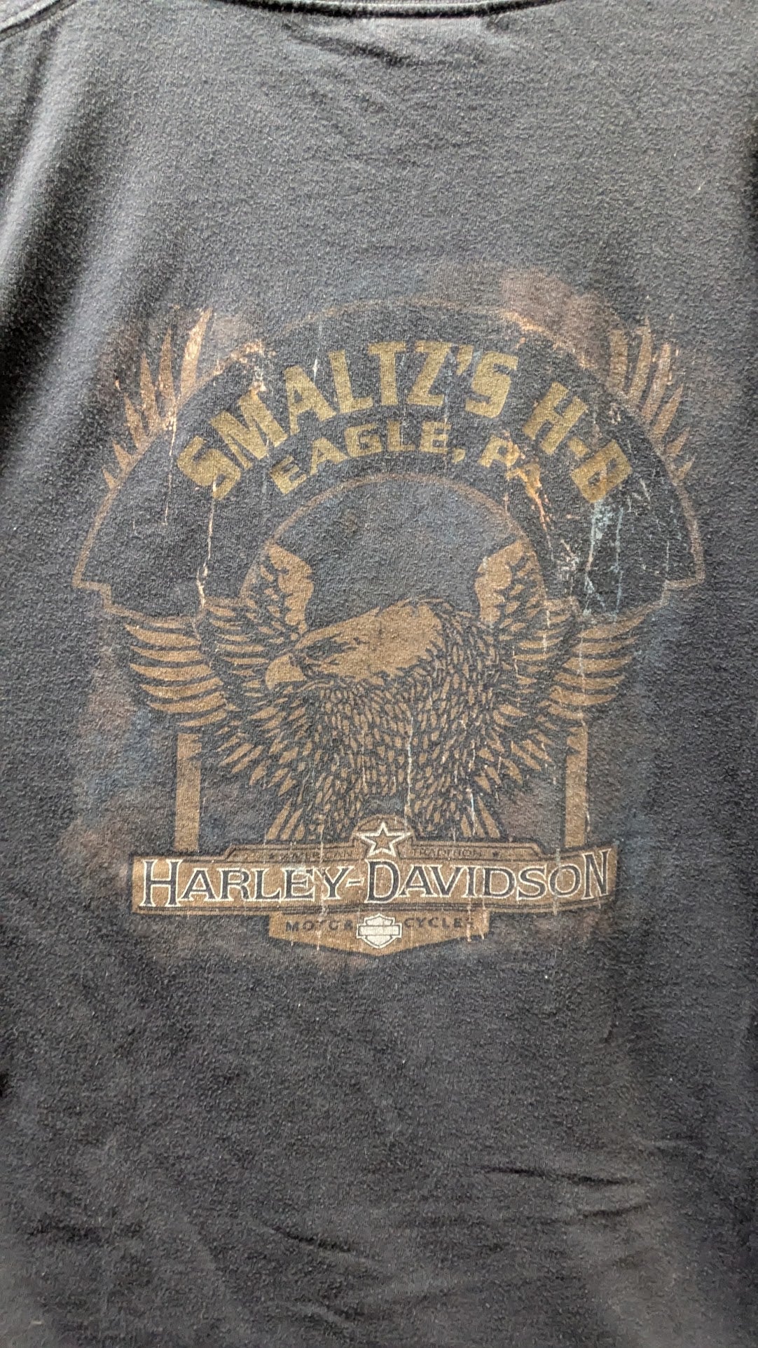 Vintage Harley-Davidson T-Shirt Men’s Large Walt’s H-D Eagle PA Black USA Made