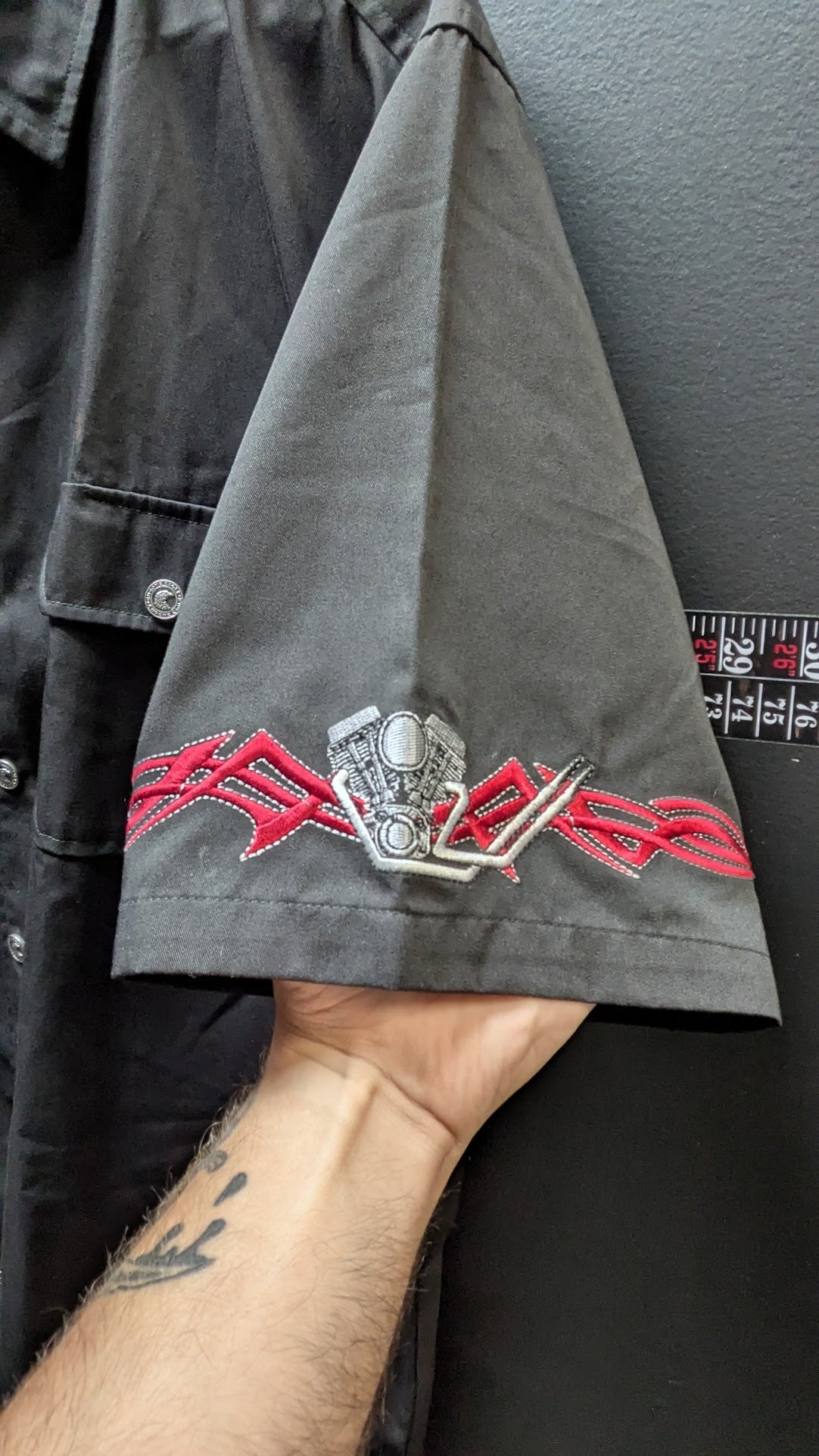Chrome Eagle Motorcycle Shirt Men’s Medium Black Embroidered V-Twin Tribal Button Up