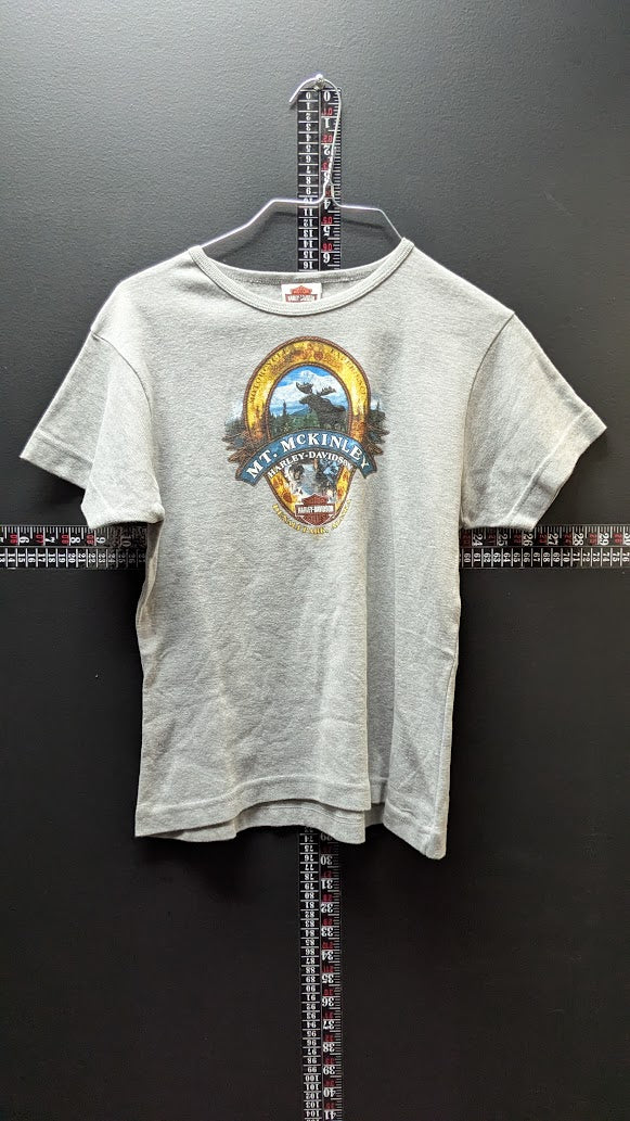 2008 Harley-Davidson Mt McKinley Denali Park Alaska Moose Bear T-Shirt womens Large