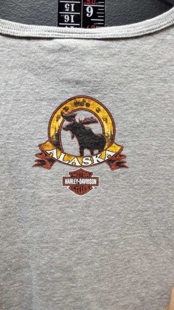 2008 Harley-Davidson Mt McKinley Denali Park Alaska Moose Bear T-Shirt womens Large