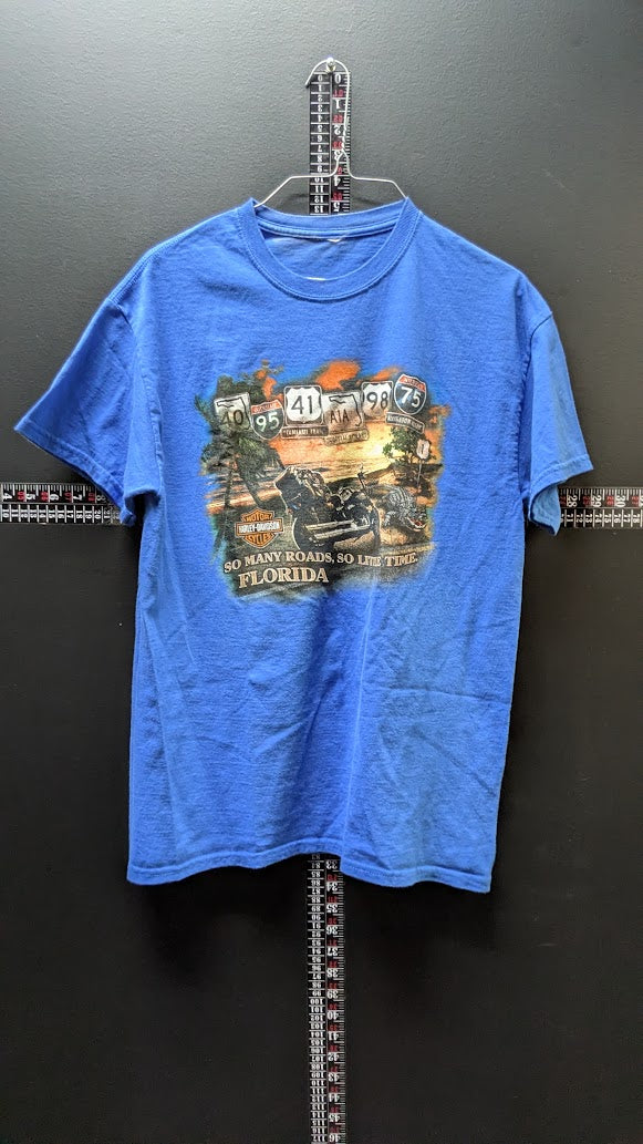 Harley-Davidson Sunrise Florida Blue T-Shirt Gators Go Many Roads Same Time Mens XL