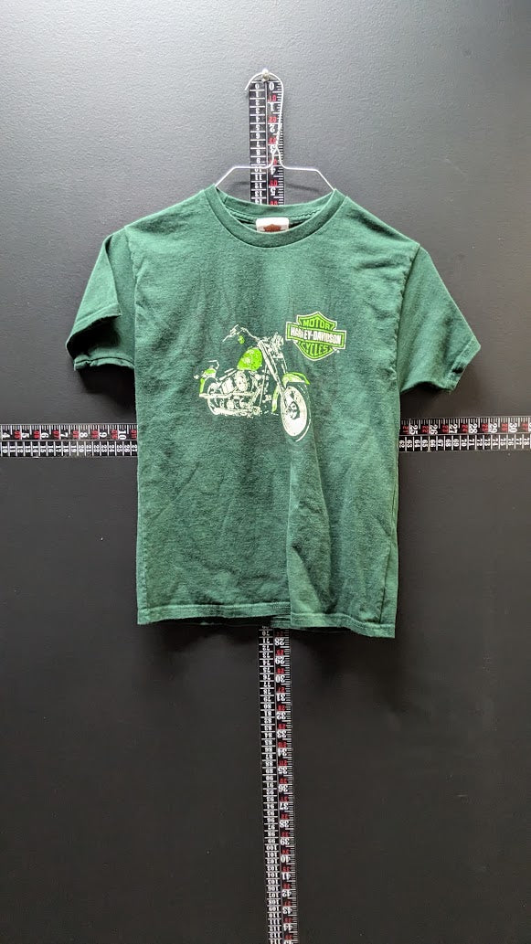 Harley Davidson Las Vegas Nevada Youth 10-12 M Green Motorcycle T-Shirt