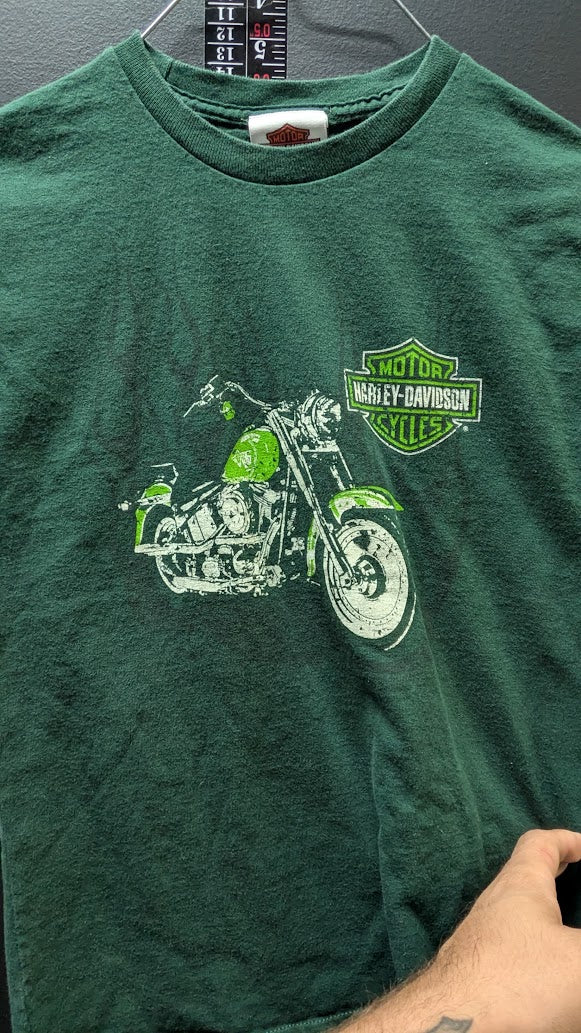 Harley Davidson Las Vegas Nevada Youth 10-12 M Green Motorcycle T-Shirt