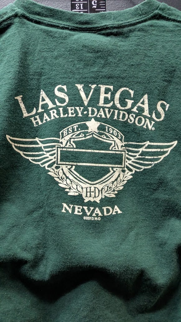 Harley Davidson Las Vegas Nevada Youth 10-12 M Green Motorcycle T-Shirt