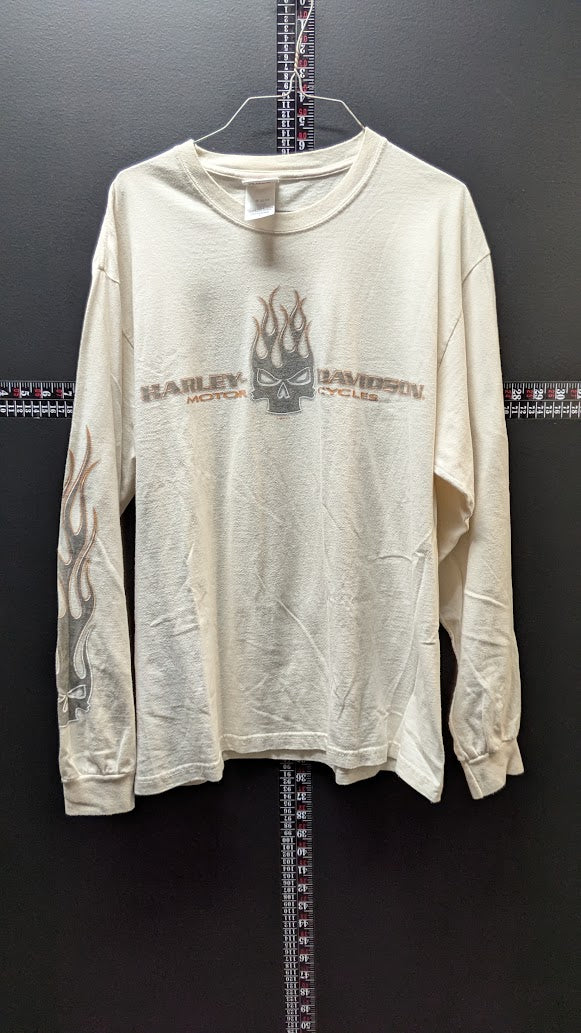 2009 Harley-Davidson Riders Birmingham Alabama Long Sleeve T-Shirt Flame Skull Large L