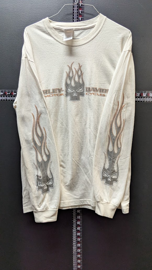 2009 Harley-Davidson Riders Birmingham Alabama Long Sleeve T-Shirt Flame Skull Large L