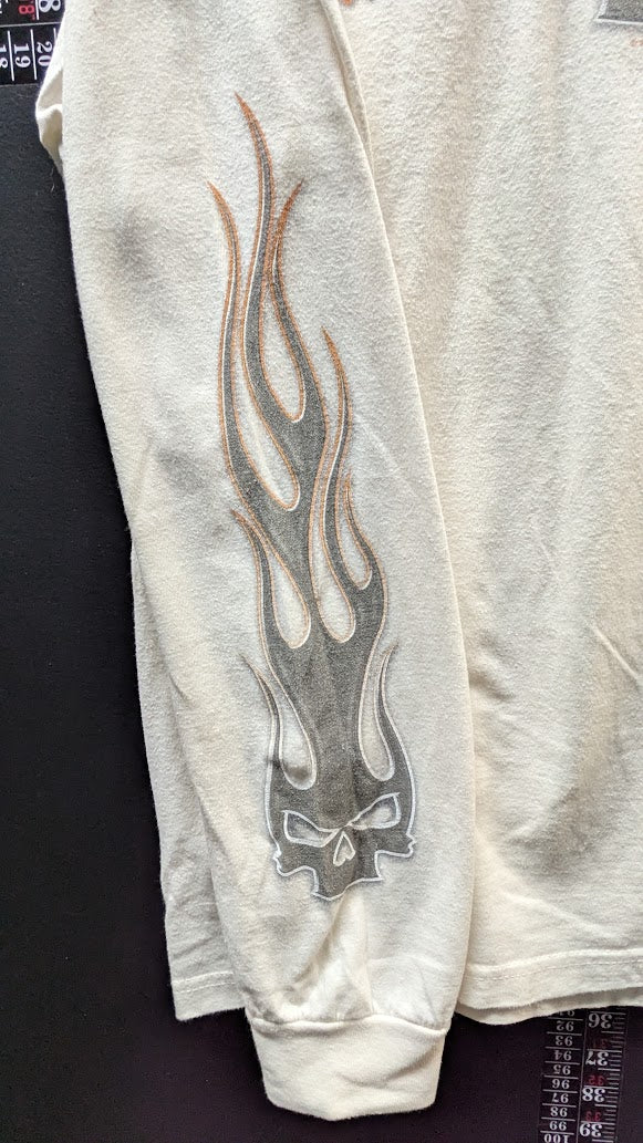 2009 Harley-Davidson Riders Birmingham Alabama Long Sleeve T-Shirt Flame Skull Large L