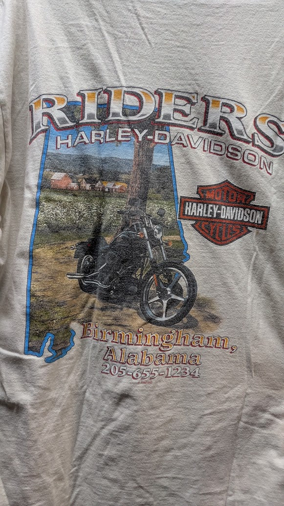 2009 Harley-Davidson Riders Birmingham Alabama Long Sleeve T-Shirt Flame Skull Large L