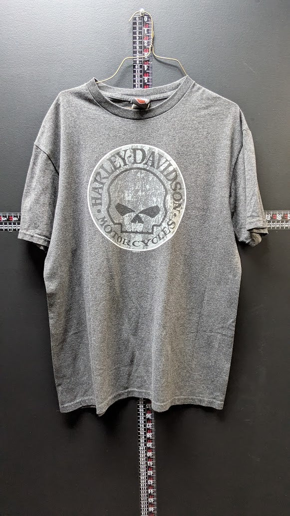Harley-Davidson Motorcycles Gray Skull Logo T-Shirt Short Sleeve Men's Large