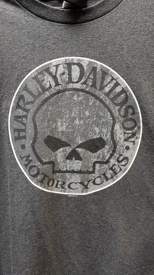Harley-Davidson Motorcycles Gray Skull Logo T-Shirt Short Sleeve Men's Large