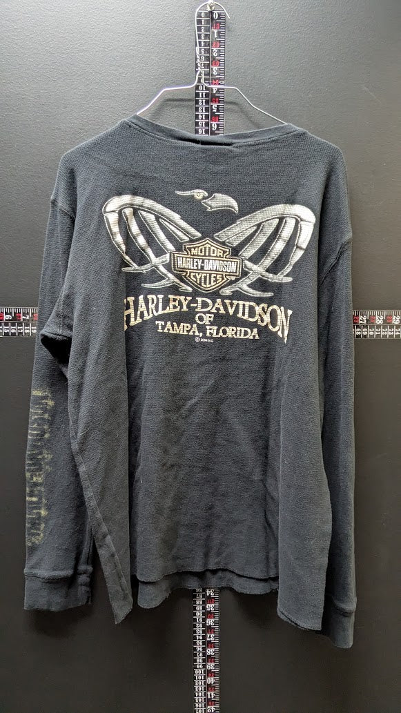 Vintage 2004 Harley-Davidson Tampa Florida Large Long Sleeve T-Shirt Black Made in USA
